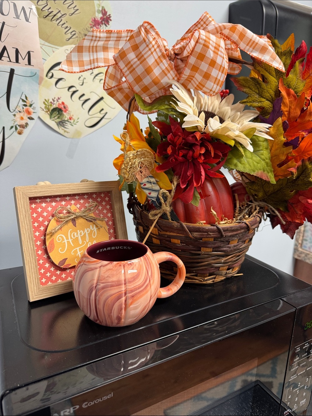 Starbucks 2025 Marbled Pumpkin Mug 12 0z Orange Cream Plum Swirl Ceramic New